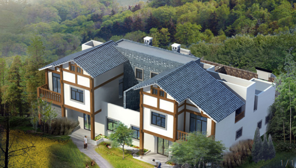中式轻钢结构别墅住宅